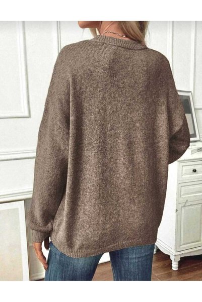 EKİN DEMİR Oversized Casual Model Crew Neck Long Sleeve Knitwear Sweater