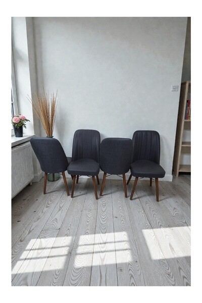 baresmu Hasa 4 Adet Sandalye – Ahşap Ayaklı, Ergonomik, Rahat Oturumlu Modern Mutfak ve Yemek Sandalyesi