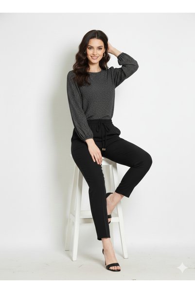 EQRUO FASHİON Women's High Waist Relaxed Cut Pants