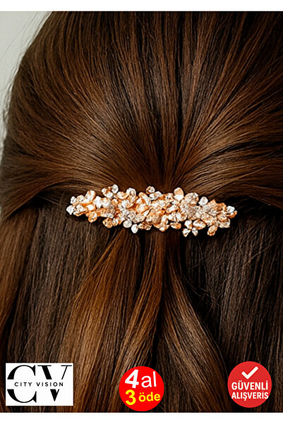 cityvision Cataramă automată cu design floral cu pietre, culoare cupru, 6 cm