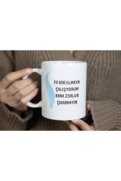 Beramussa Office Gift I'M Trying to Be a Good Person Don'T Make Me Angry Written Porcelain Mug 300ml