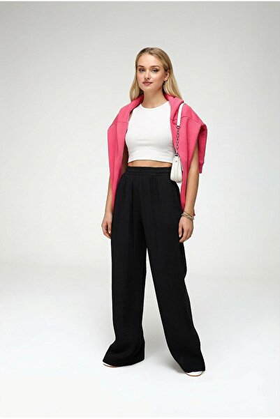 Trendiz Kadın Bol Paça Müslim Pantolon Siyah
