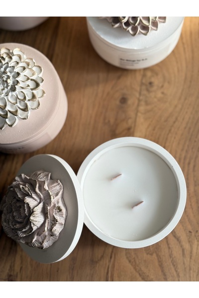 the things home El Yapımı Dekoratif Beton Kapaklı Mum | %100 Doğal Soya Wax |...