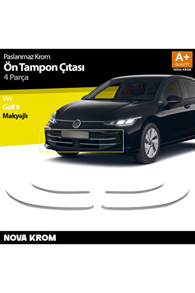 Genel Markalar VW Golf 8.5 Makyajlı HB Krom Ön Tampon Çıtası 4 Prç. 2024 Üzeri