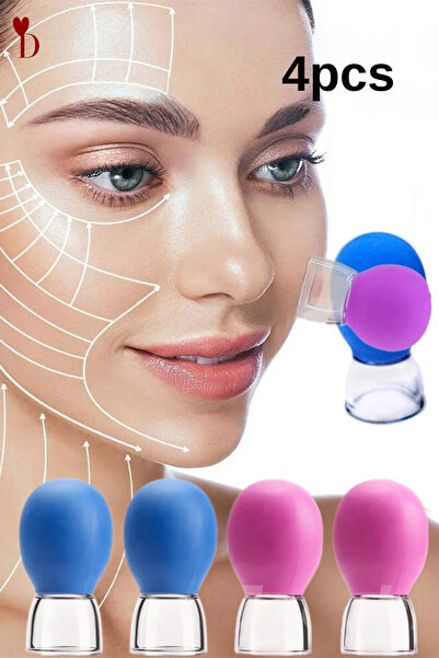 Dami Beauty Vakumlu Yüz Masaj Aparatı 4’lü Set | Yüz ve Boyun için Masaj Kupası | Cilt Bakım Aleti