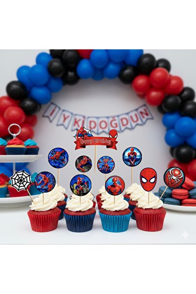 Ays Bridal Örümcek adam cupcake kürdanı 19adet