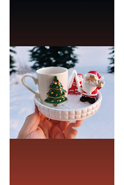 Mutlu Yeniyıl fincanları Noel babalı fincan yeniyıl hediyelik çam ağaçlı kahve fincanı