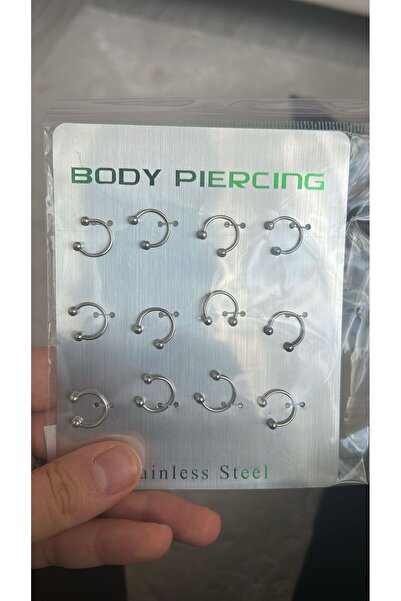 şinda takı Gümüş Renk Burun Dudak Piercing Acıtmaz Oval Uçlar