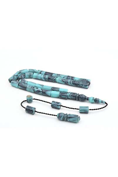 Murty99 سبحة من العنبر المضغوط باللون الرمادي الفيروزي بطول الكاحل، موديل مقط...