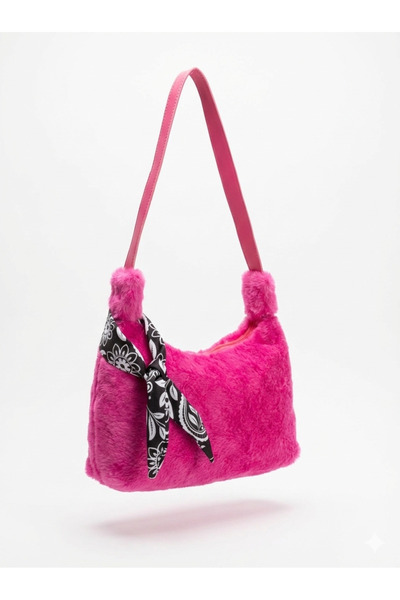 ateş3434 حقيبة إيكرا تانغا من القطيفة على شكل باجيت