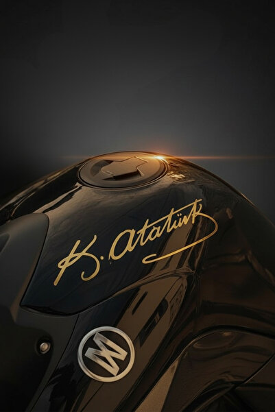 artea tasarım Gold Atatürk İmza Depo Sticer - Motorsiklet, Araba, Kask İçin Uyumlu - Suya Dayanıklı