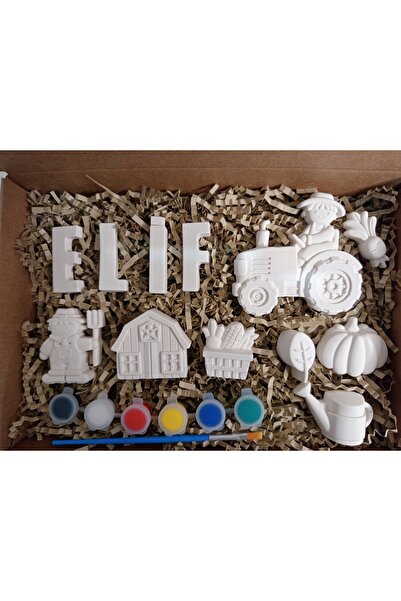 TinyPrint Stüdyo Kişiye Özel İsimli Magnetli Alçı Boyama Seti | Çiftlik Figür...