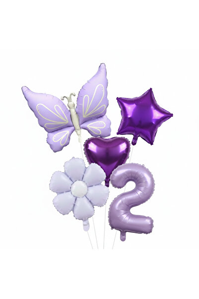 ÇITIPITISTORE lila kelebek papatya lila rakamlı yaş balon set