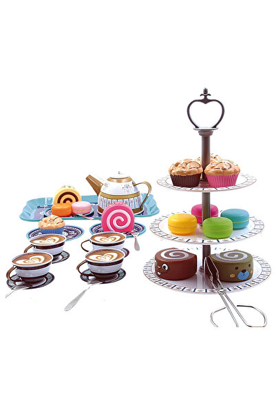 FELİTE Metal Pasta Çay Seti 39 Parça Evcilik ve Mutfak Setleri Kız Çocuk Oyuncak