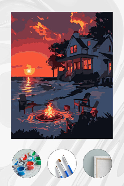 Parloran Sayılarla Boyama 40x50 cm Tuval Seti - Boyaları Ve Fırçaları Dahil -...