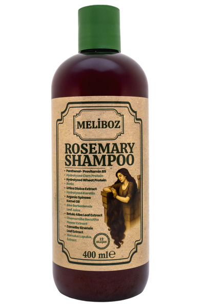 meliboz Rosemary Shampoo 400 ml |   Against Hair Loss |   Contains Biotin, Keratin, and Panthenol