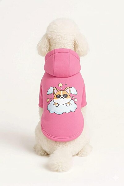 Buddy Store Kedi & Köpek Kıyafeti Sweatshirt - Şeker Pembe Kapüşonlu Hoodie