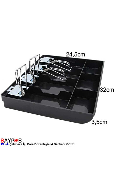 SAYPOS 4 Geniş Kağıt Para Gözlü 7 Bölmeli Çekmece İçi Para Düzenleyici Para Çekmecesi İçi 32x24,5x3,5cm