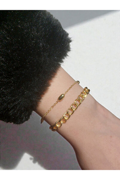 Madam Bikan Gold Color 2 Piece Chain Bracelet