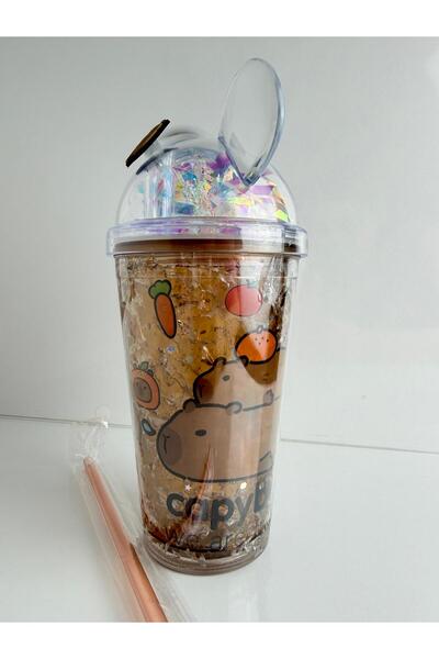 Bumelo Capybara Water Bottle Without Light, Water Bottle with Straw Lid