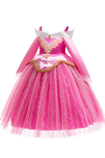Zümrüt فستان الأميرة أورورا للفتيات من ToyStore، زي وردي - 7 سنوات
