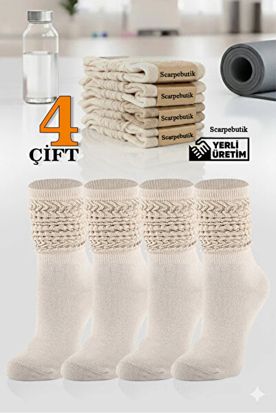 Scarpebutik 4 Pack Women's Seasonal Socks Yoga Fitness Plates Sports and Aerobics Boot Socks Stylish Socks