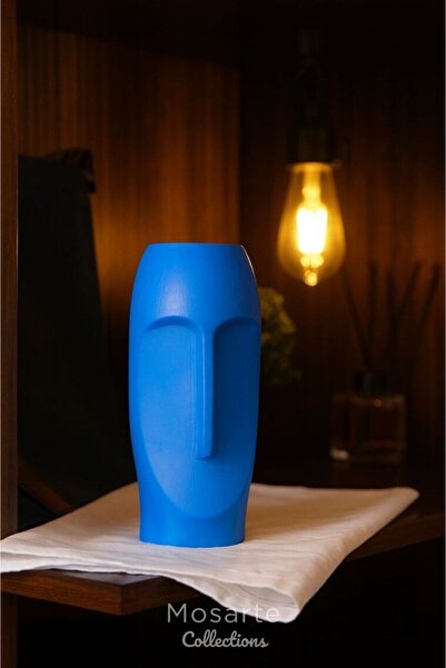 Mosarte سلسلة ستونفيس: مزهرية/تمثال وجه تجريدي بسيط - قطعة ديكور عصرية 23 سم