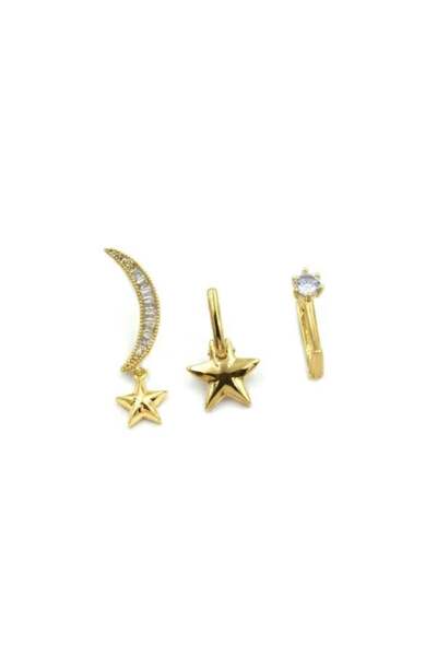 Bucuks 3-Piece Jewelled Hoop Earrings - Gold