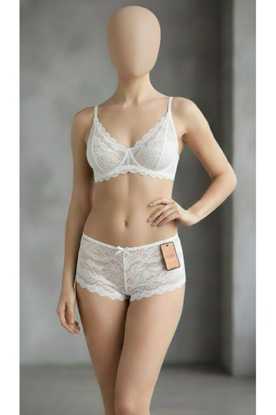 AuraaLuxe beyaz dantelli boxer