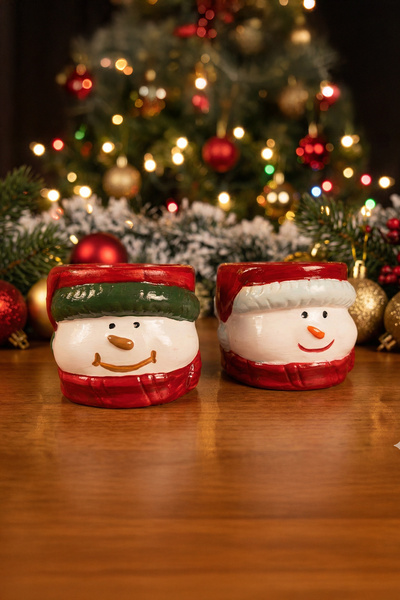 Atelias Yılbaşı Temalı Kardan Adam Figürlü Tealight Mumluk