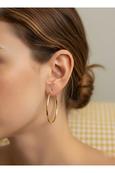 MİNYORA أقراط فضية كبيرة على شكل حلقة أقراط نسائية أنيقة