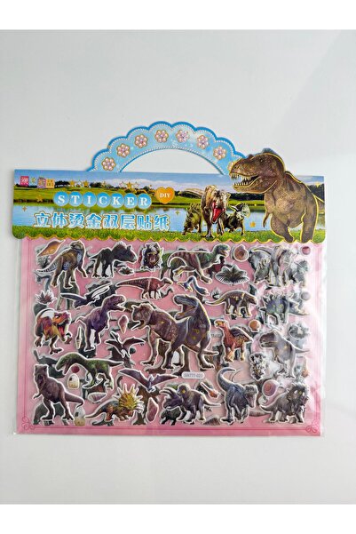 Bumelo 2 Sayfa Hayvanlı Dinazor Kabartmalı Yüksek Kalite Sticker ,Etiket Çantası