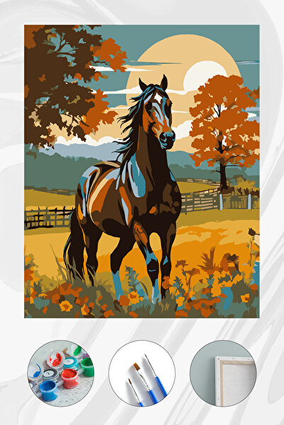 Parloran Sayılarla Boyama 40x50 cm Tuval Seti - Boyaları Ve Fırçaları Dahil -...