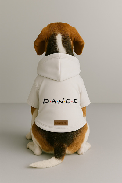 Monopetz Baskılı İçi Polarlı Köpek ve Kedi Kıyafeti & Elbisesi - Beyaz Renk Kapüşonlu Hoodie B8B9A