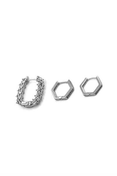 toyigoo 3-Piece Hoop Earrings - Silver