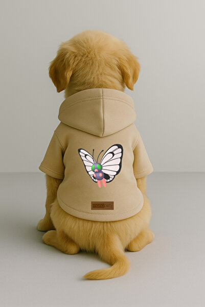 Monopetz Printed Dog and Cat Clothing & Dress with Fleece Inside - Beige Colo...