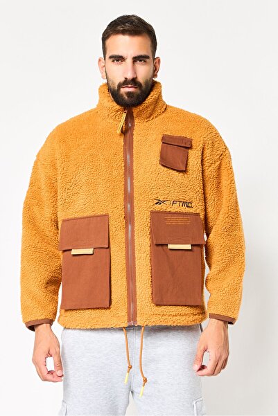 Reebok Men Sportwear Fit Embroidered Logo Faux Fur Parka Jacket, Rust