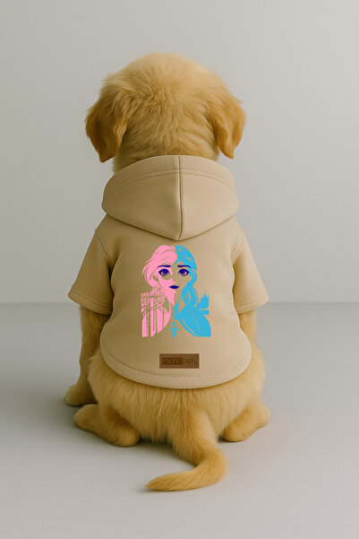 Monopetz Printed Dog and Cat Clothing & Dress with Fleece Inside - Beige Colo...