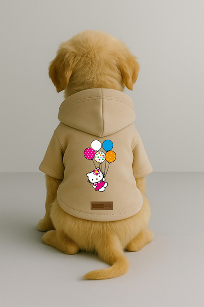 Monopetz Printed Dog and Cat Clothing & Dress with Fleece Inside - Beige Colo...