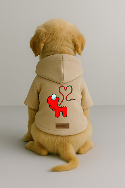 Monopetz Printed Dog and Cat Clothing & Dress with Fleece Inside - Beige Colo...