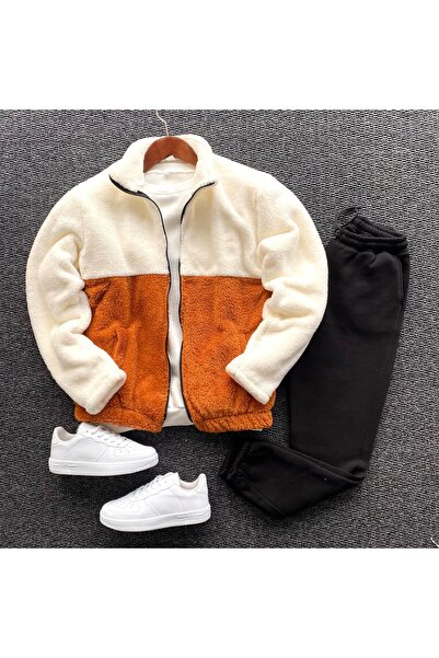 THANBUTİK Piece Plush Fleece Jacket and Fleece Sweatpants Set of 2