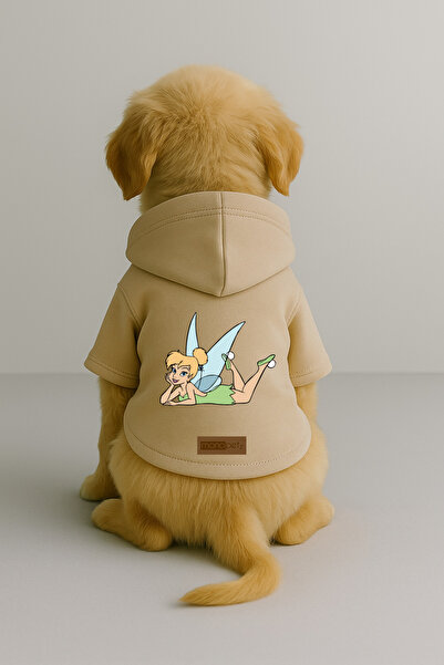 Monopetz Printed Dog and Cat Clothing & Dress with Fleece Inside - Beige Colo...