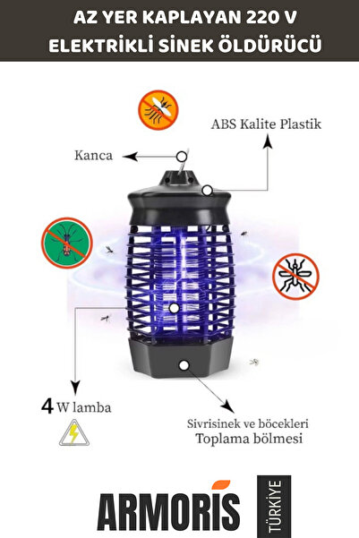 Armoris Yeni Nesil Prizli 220V Az Yer Kaplayan Tasarım Cız Lamba Mor Işık Kar...
