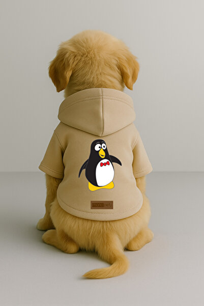 Monopetz Printed Dog and Cat Clothing & Dress with Fleece Inside - Beige Colo...
