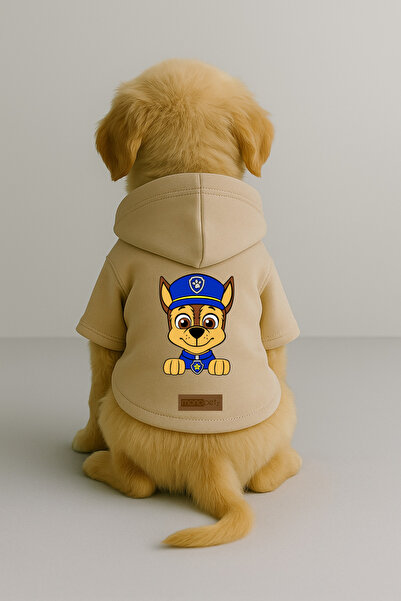 Monopetz Printed Dog and Cat Clothing & Dress with Fleece Inside - Beige Colo...