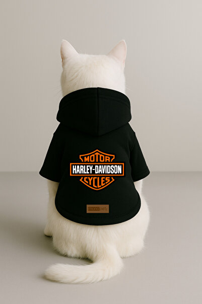 Monopetz Baskılı İçi Polarlı Köpek ve Kedi Kıyafeti & Elbisesi - Siyah Renk Kapüşonlu Hoodie B3ADF