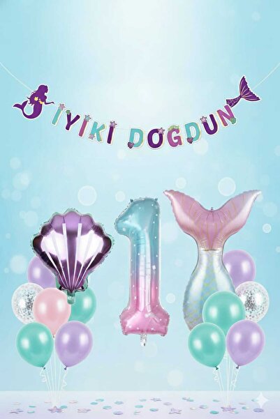 ÇITIPITISTORE DENİZ KIZI TEMALI DOĞUM GÜNÜ YAŞ BALON SET