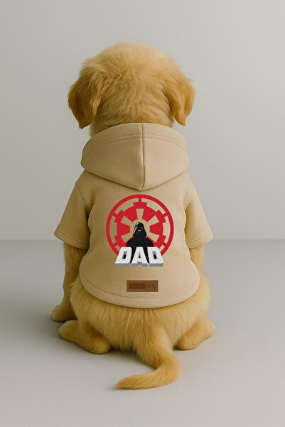 Monopetz Printed Dog and Cat Clothing & Dress with Fleece Inside - Beige Colo...