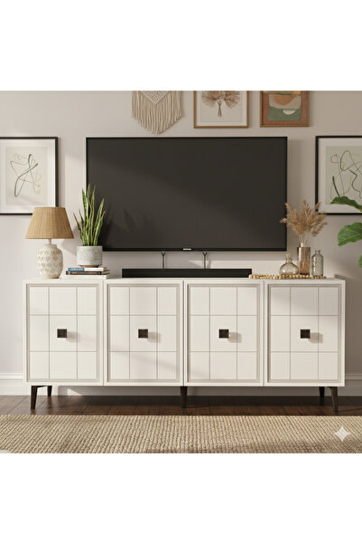 YUMEDİ DESİGN KA1802B - LEYLA KONSOL, TV SEHPASI, ÇOK AMAÇLI DOLAP ve KAHVE KÖŞESİ 180cm BEYAZ