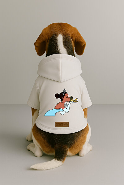 Monopetz Printed Dog and Cat Clothing & Dress with Fleece Inside - White Colo...